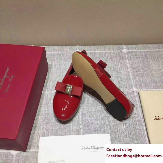 Salvatore Ferragamo Calfskin Dlouble Bow Ornament Ballet Flat Shoes Burgundy 2017