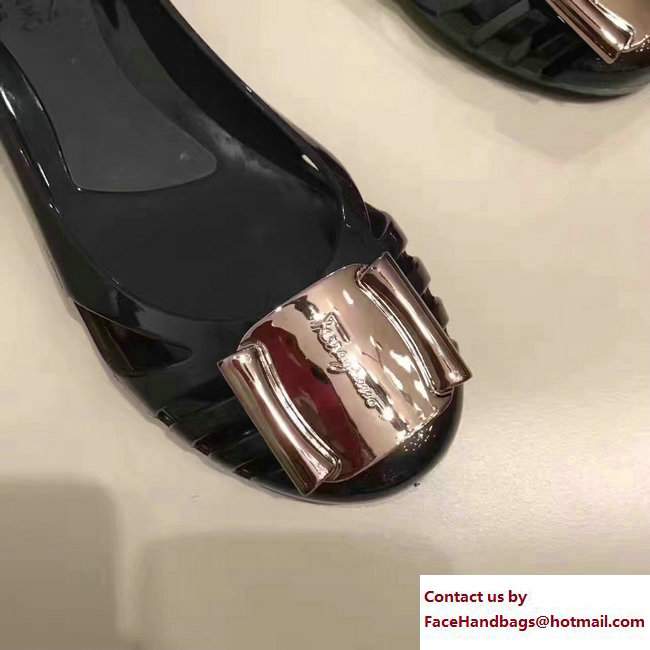 Salvatore Ferragamo Jelly Ballet Flat Sandals Black 2017