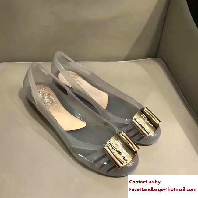 Salvatore Ferragamo Jelly Ballet Flat Sandals Grey 2017