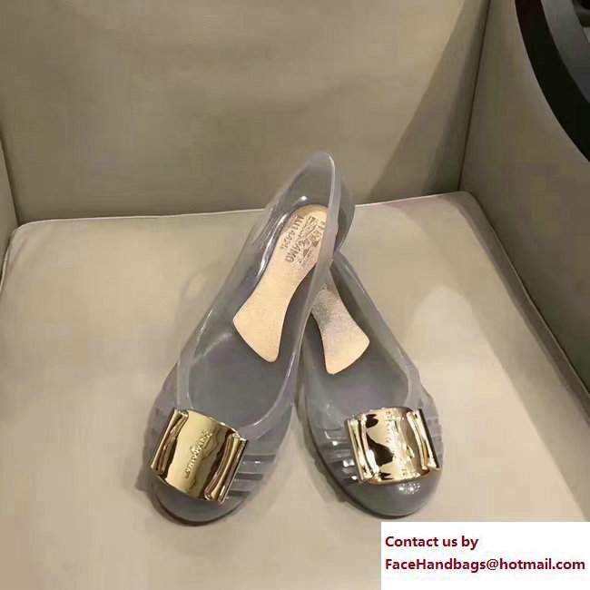 Salvatore Ferragamo Jelly Ballet Flat Sandals Grey 2017