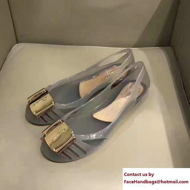 Salvatore Ferragamo Jelly Ballet Flat Sandals Grey 2017