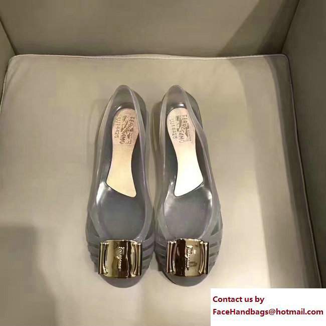 Salvatore Ferragamo Jelly Ballet Flat Sandals Grey 2017