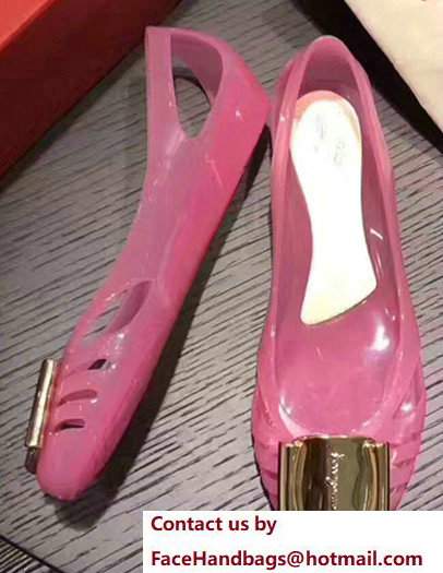 Salvatore Ferragamo Jelly Ballet Flat Sandals Hot Pink 2017