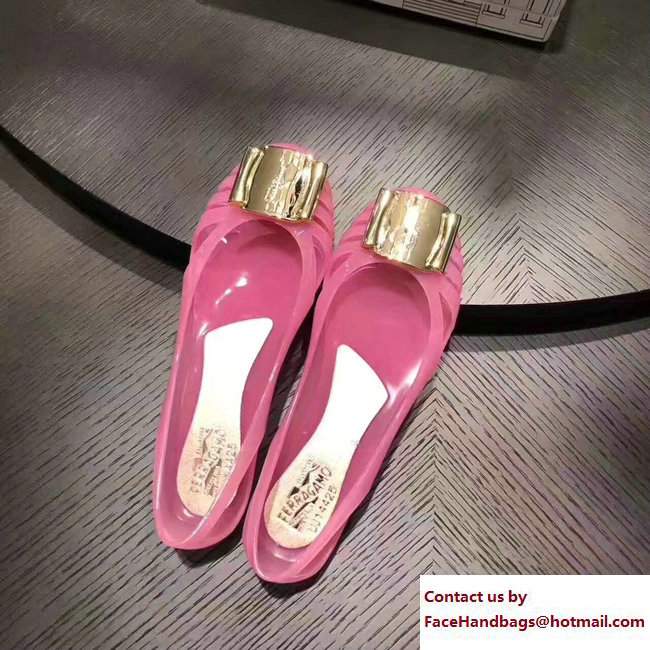 Salvatore Ferragamo Jelly Ballet Flat Sandals Hot Pink 2017