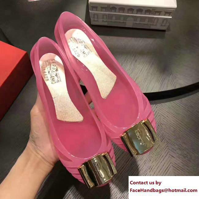 Salvatore Ferragamo Jelly Ballet Flat Sandals Hot Pink 2017