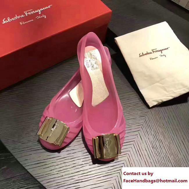 Salvatore Ferragamo Jelly Ballet Flat Sandals Hot Pink 2017