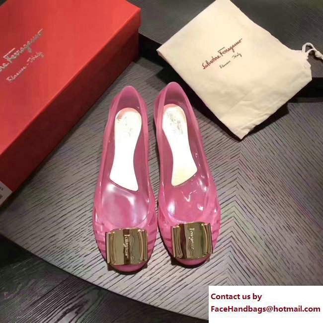 Salvatore Ferragamo Jelly Ballet Flat Sandals Hot Pink 2017