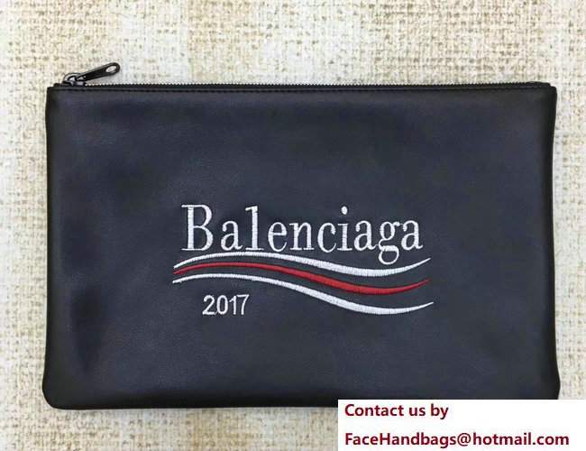 Balenciaga 2017 Embroidered Calfskin Pouch Clutch Bag - Click Image to Close