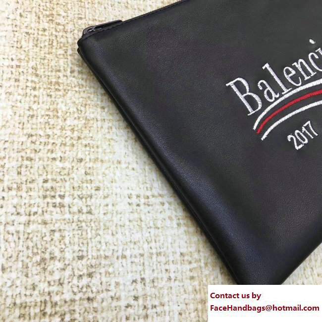 Balenciaga 2017 Embroidered Calfskin Pouch Clutch Bag