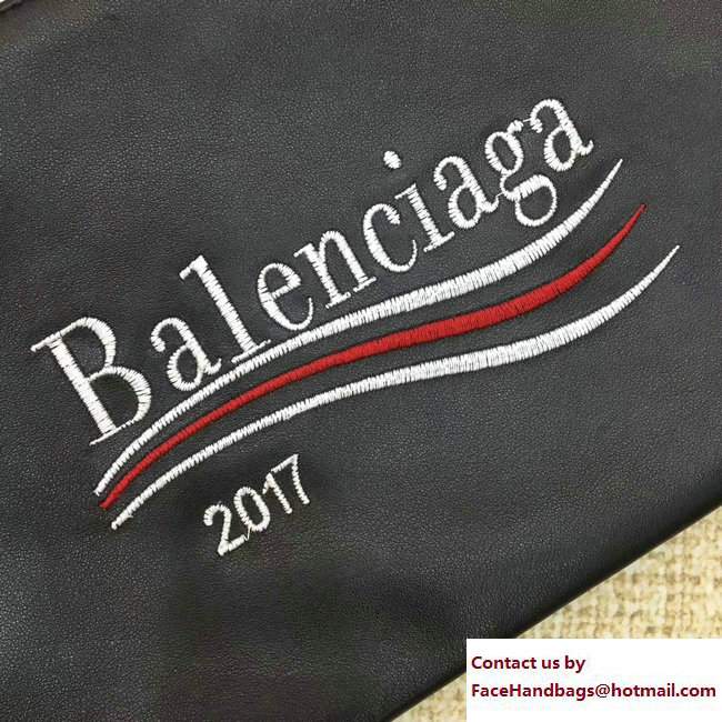 Balenciaga 2017 Embroidered Calfskin Pouch Clutch Bag