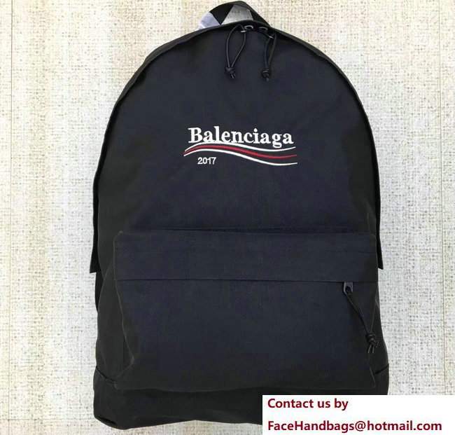 Balenciaga 2017 Embroidered Nylon Explorer Backpack Bag Black - Click Image to Close