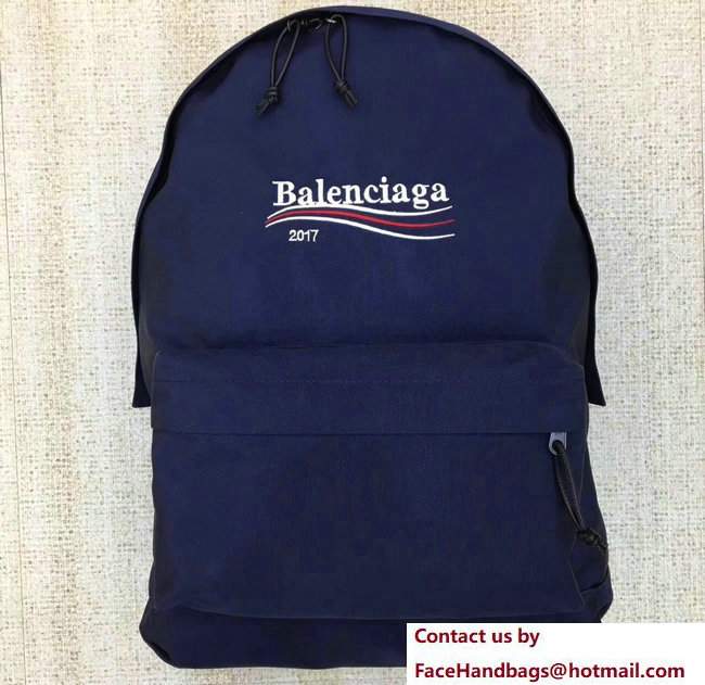 Balenciaga 2017 Embroidered Nylon Explorer Backpack Bag Blue