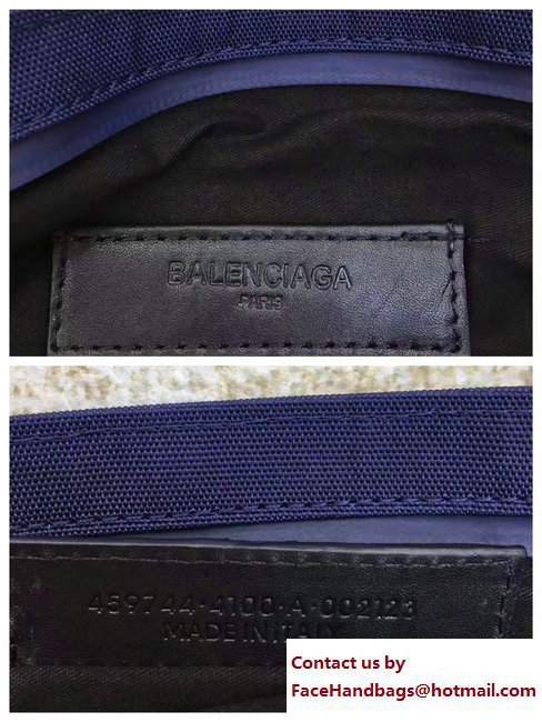 Balenciaga 2017 Embroidered Pouch Clutch Large Bag Blue