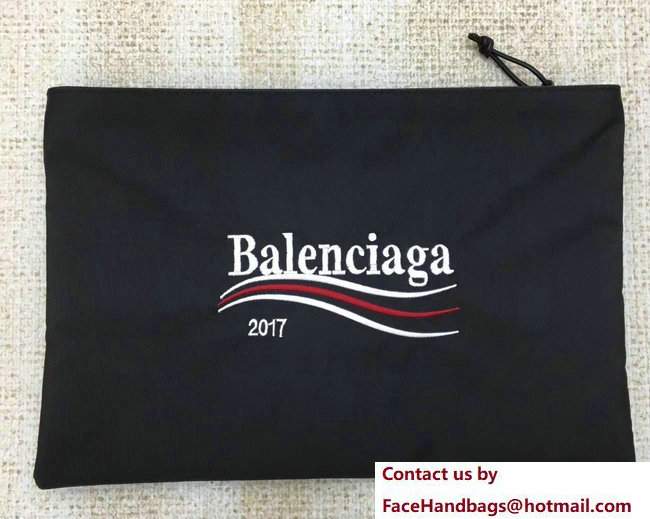 Balenciaga 2017 Embroidered Pouch Clutch Large Bag