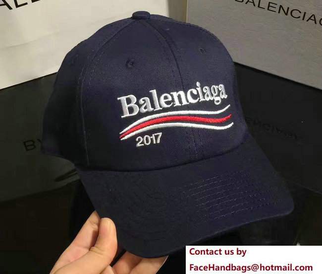 Balenciaga 2017 Logo Baseball Cap/Hat Blue - Click Image to Close