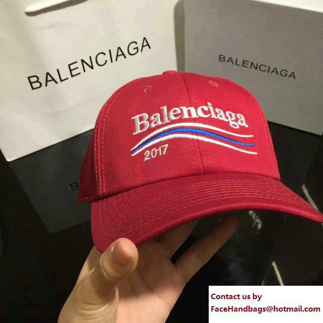 Balenciaga 2017 Logo Baseball Cap/Hat Red