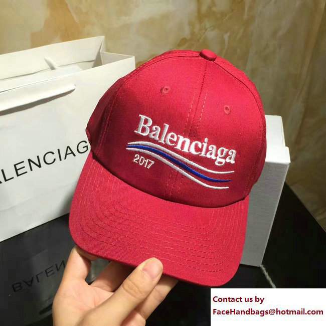 Balenciaga 2017 Logo Baseball Cap/Hat Red