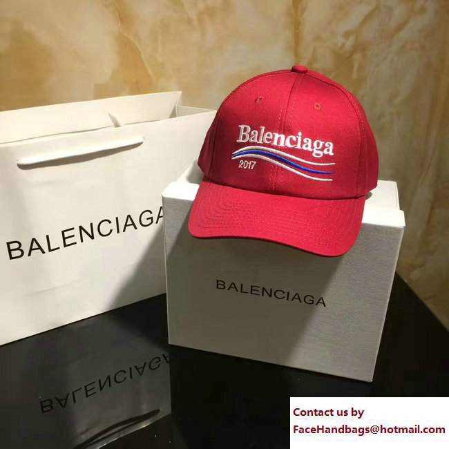 Balenciaga 2017 Logo Baseball Cap/Hat Red