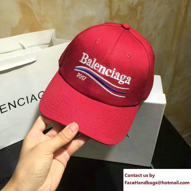 Balenciaga 2017 Logo Baseball Cap/Hat Red