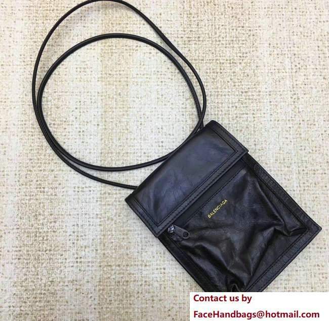 Balenciaga Phone Bag Black with Shoulder Strap 2017