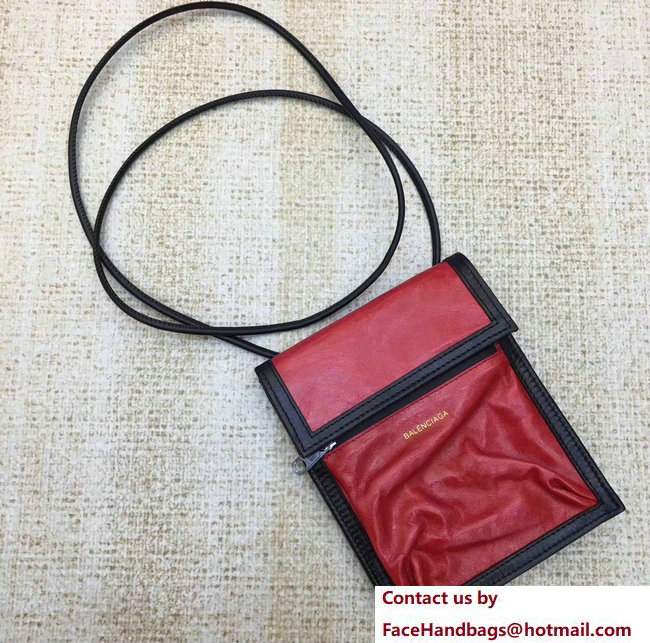 Balenciaga Phone Bag Red/Black with Shoulder Strap 2017