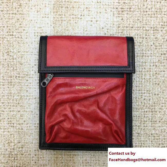 Balenciaga Phone Bag Red/Black with Shoulder Strap 2017