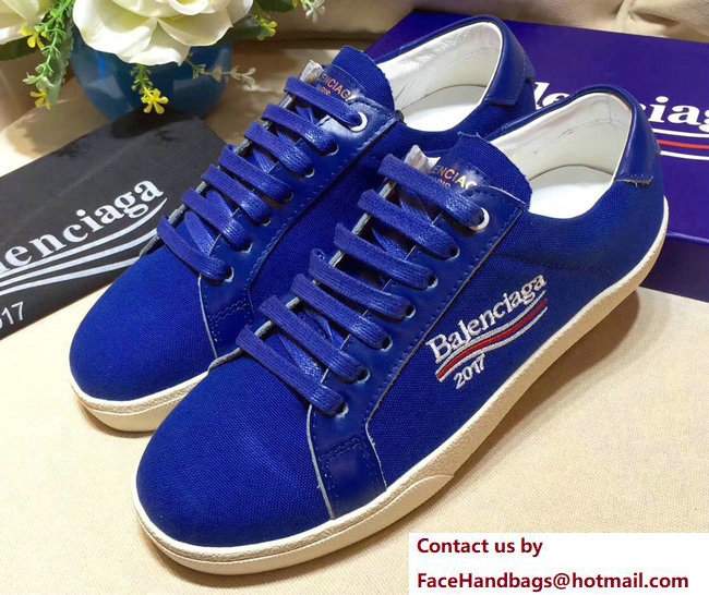 Balenciaga x Saint Laurent Logo Print Sneakers Blue 2017 - Click Image to Close