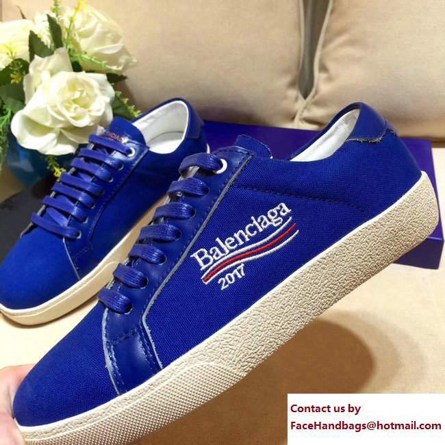 Balenciaga x Saint Laurent Logo Print Sneakers Blue 2017