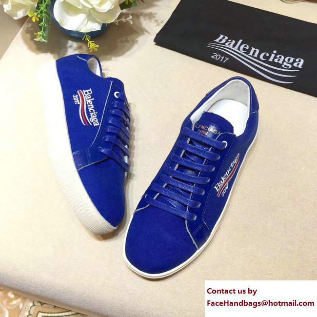 Balenciaga x Saint Laurent Logo Print Sneakers Blue 2017