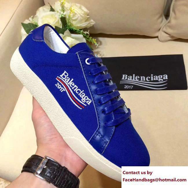 Balenciaga x Saint Laurent Logo Print Sneakers Blue 2017