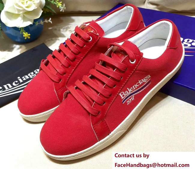 Balenciaga x Saint Laurent Logo Print Sneakers Red 2017