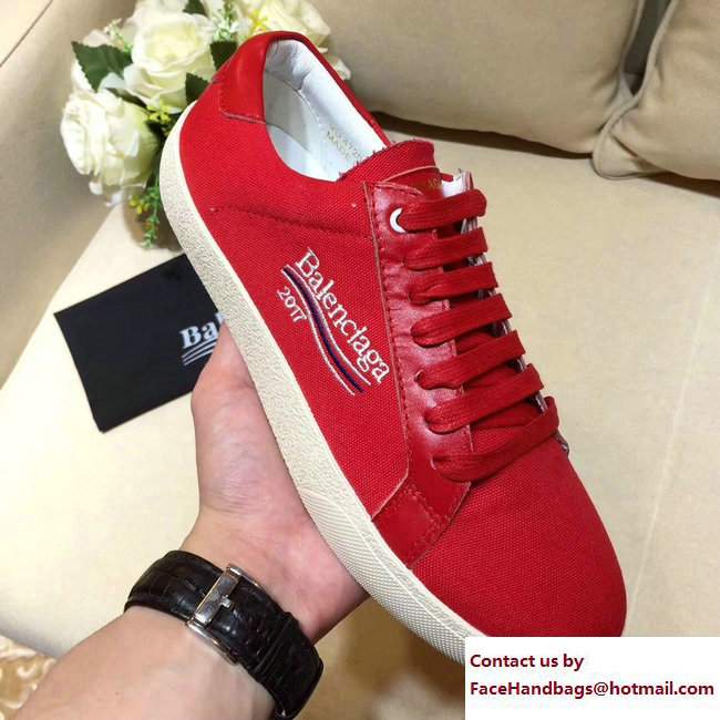 Balenciaga x Saint Laurent Logo Print Sneakers Red 2017