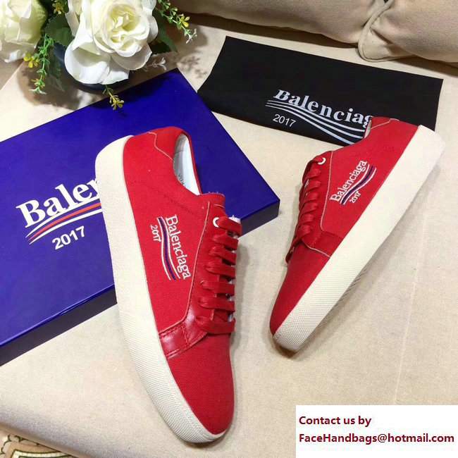 Balenciaga x Saint Laurent Logo Print Sneakers Red 2017