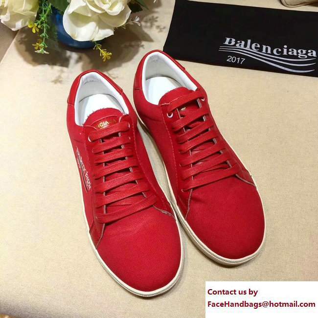 Balenciaga x Saint Laurent Logo Print Sneakers Red 2017