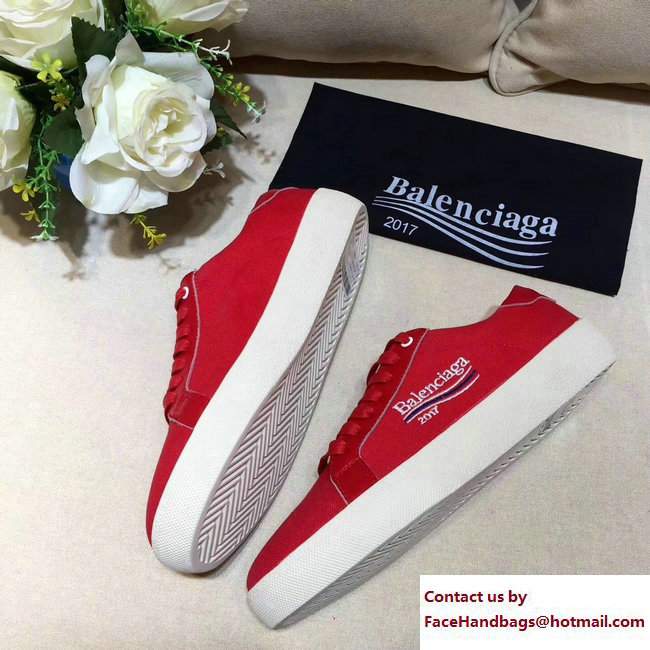 Balenciaga x Saint Laurent Logo Print Sneakers Red 2017