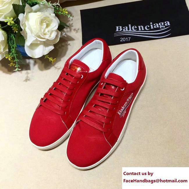 Balenciaga x Saint Laurent Logo Print Sneakers Red 2017