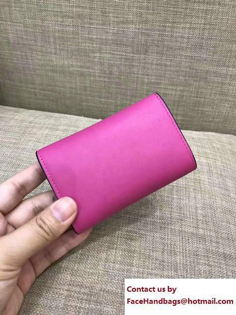 Celine Contrasted Flap Closure Card Holder 101083 Fuchsia/Brown