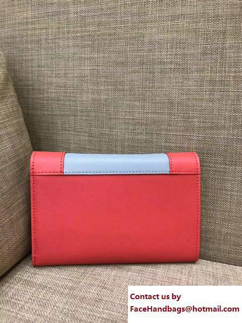 Celine Frame Wallet 108813 Red/Light Blue 2017