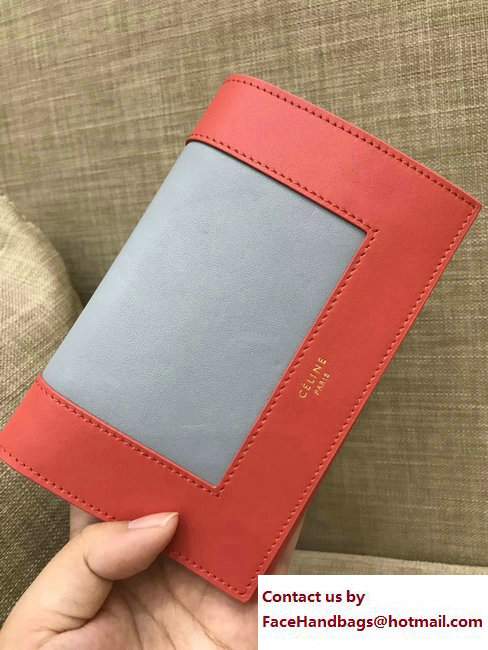 Celine Frame Wallet 108813 Red/Light Blue 2017