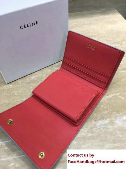 Celine Small Folded Multifunction Wallet 104903 Baby Blue/Red