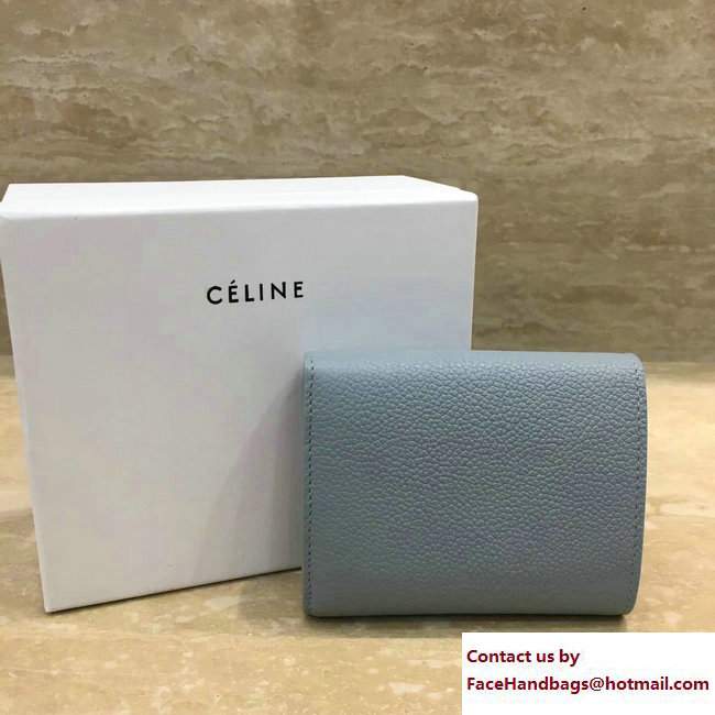 Celine Small Folded Multifunction Wallet 104903 Baby Blue/Red