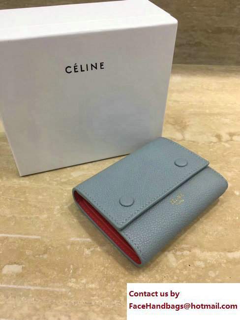 Celine Small Folded Multifunction Wallet 104903 Baby Blue/Red