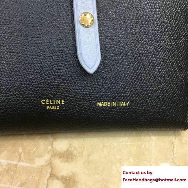 Celine Strap Medium Multifunction Wallet 104813 Black/Baby Blue - Click Image to Close