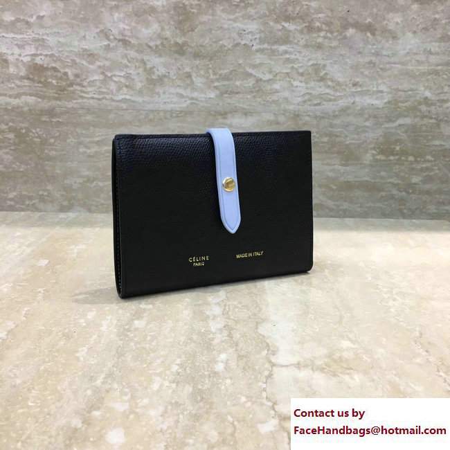 Celine Strap Medium Multifunction Wallet 104813 Black/Baby Blue