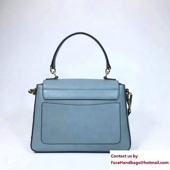 Chloe Smooth And Suede Calfskin Small Faye Day Double Carry Bag Light Blue 2017