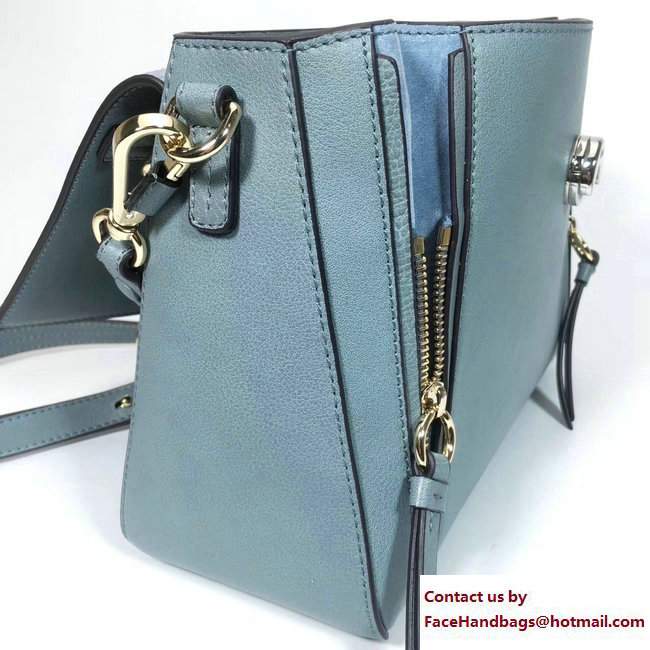 Chloe Smooth And Suede Calfskin Small Faye Day Double Carry Bag Light Blue 2017