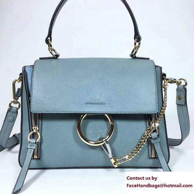 Chloe Smooth And Suede Calfskin Small Faye Day Double Carry Bag Light Blue 2017