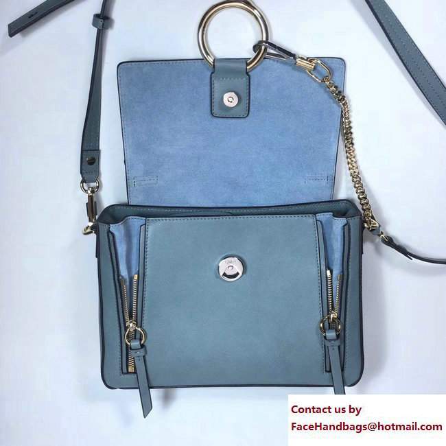 Chloe Smooth And Suede Calfskin Small Faye Day Double Carry Bag Light Blue 2017