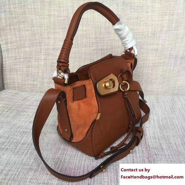 Chloe Smooth and Suede Calfskin Small Owen Bucket Bag 3S1315 Brown 2017