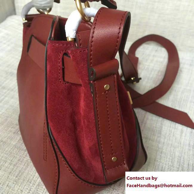 Chloe Smooth and Suede Calfskin Small Owen Bucket Bag 3S1315 Burgundy 2017